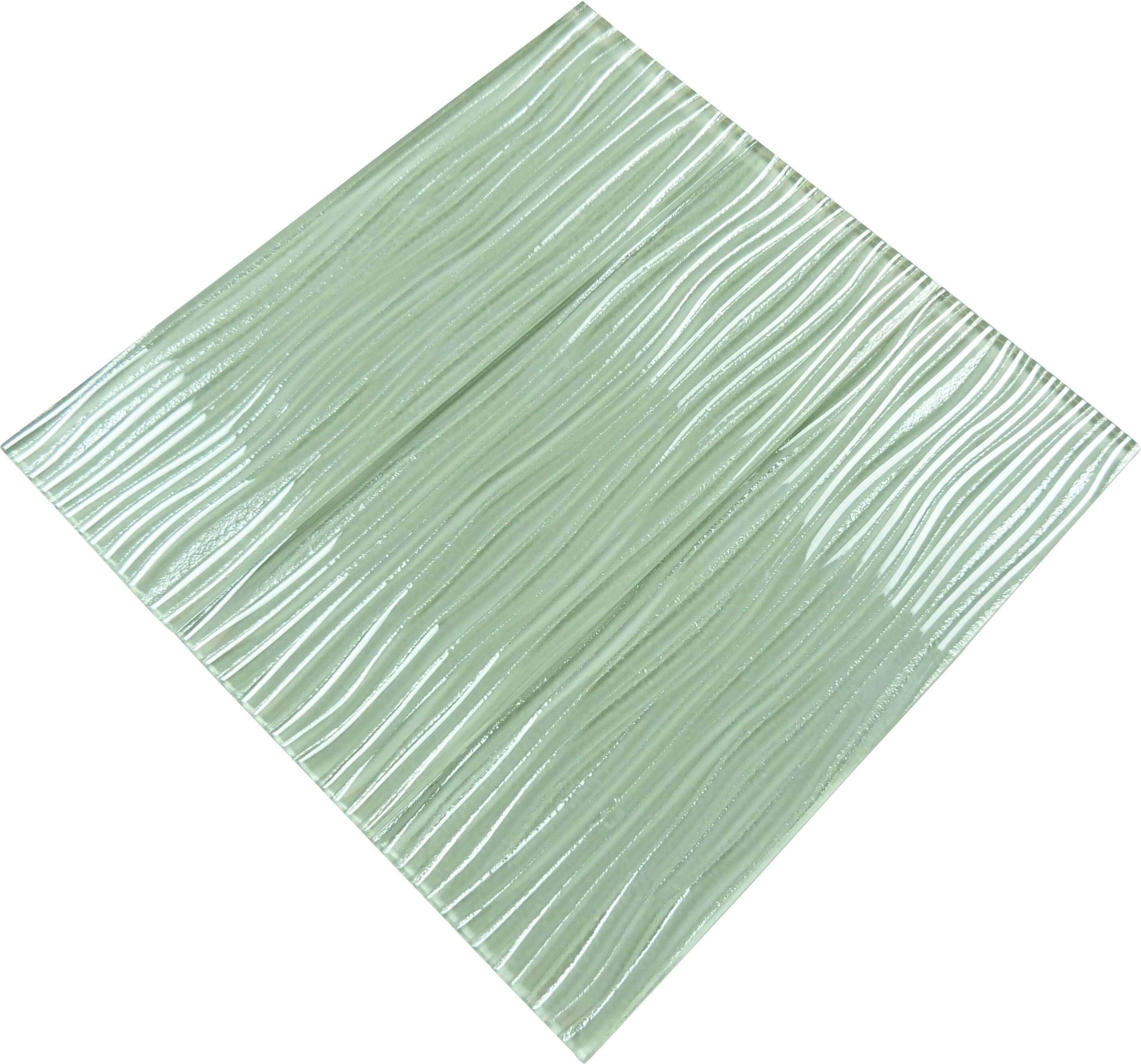 Ocean Spray Green Wave 4'' x 12'' Glossy Glass Subway Tile Euro Glass