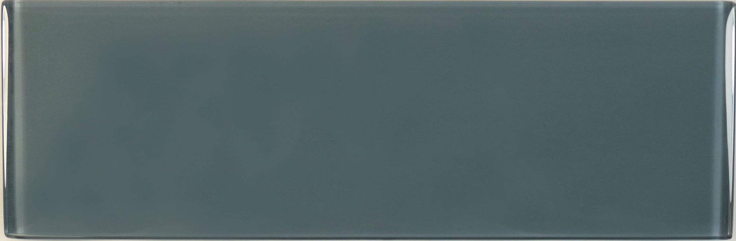 Eclipse Grey 4'' x 12'' Glossy Glass Subway Tile Euro Glass