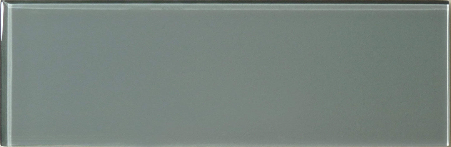 Gray Sky 4'' x 12'' Glossy Glass Subway Tile Euro Glass