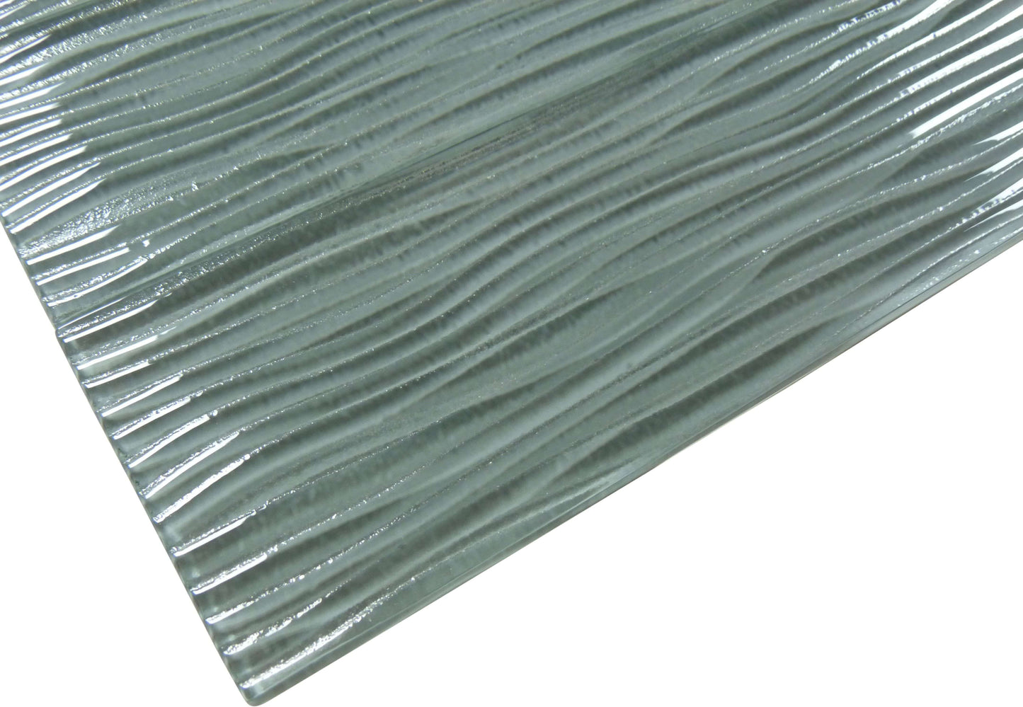 Gray Sky Wave 4'' x 12'' Glossy Glass Subway Tile Euro Glass