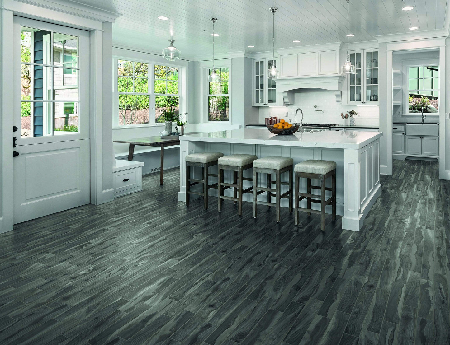 Ala Timber Thunder Sky Black 3" x 18" Matte Porcelain Plank Tile Euro Glass