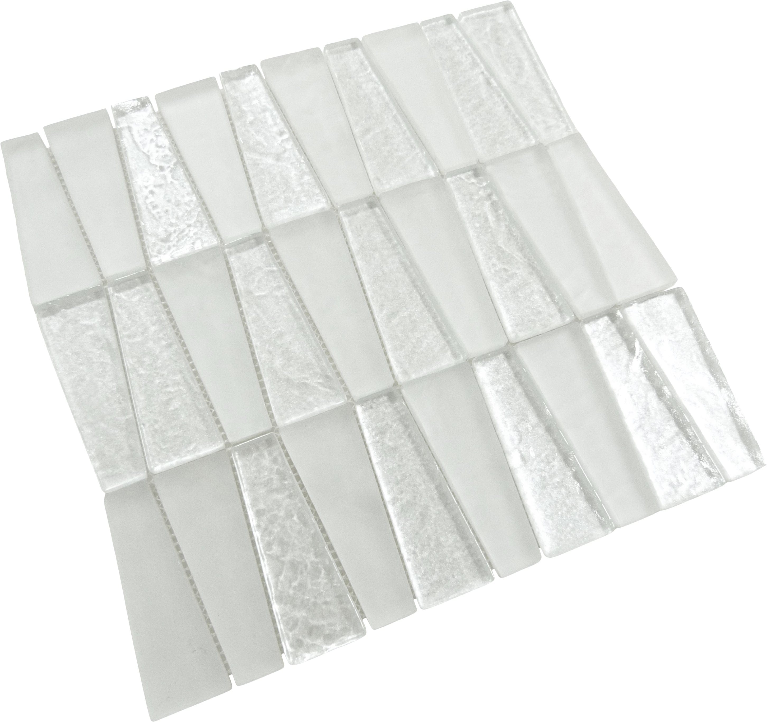 Alawai Shine Trapezoid White Glossy and Frosted Glass Tile Euro Glass