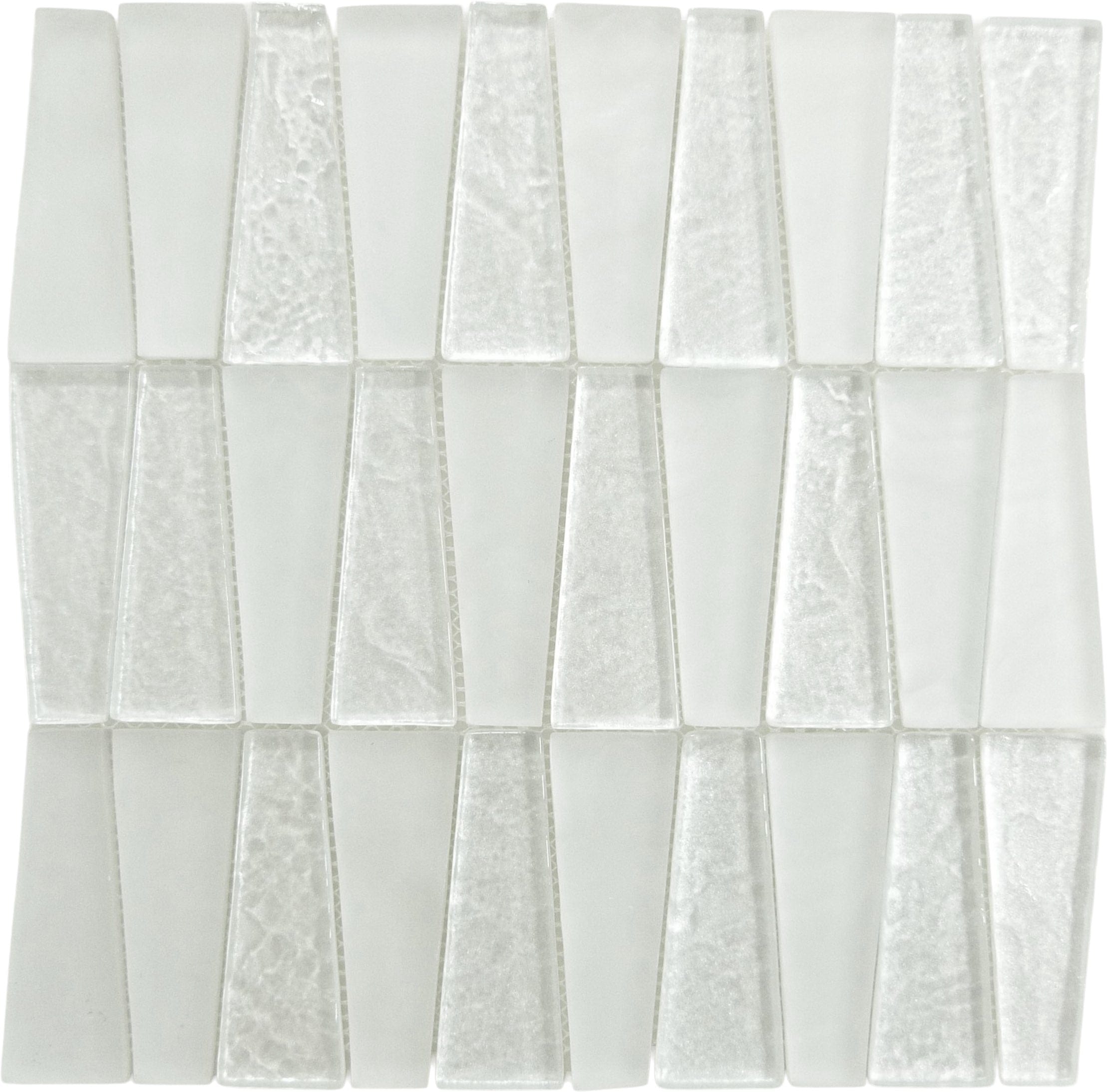 Alawai Shine Trapezoid White Glossy and Frosted Glass Tile Euro Glass