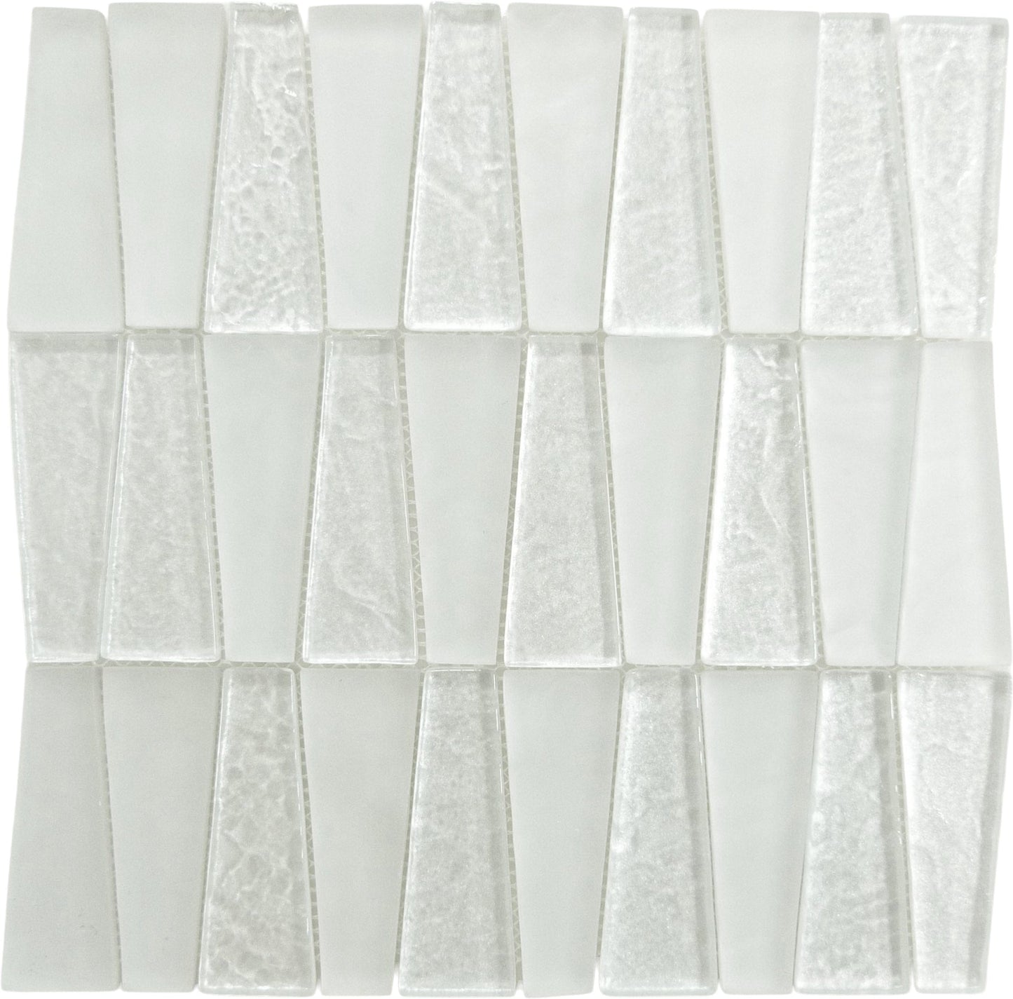 Alawai Shine Trapezoid White Glossy and Frosted Glass Tile Euro Glass