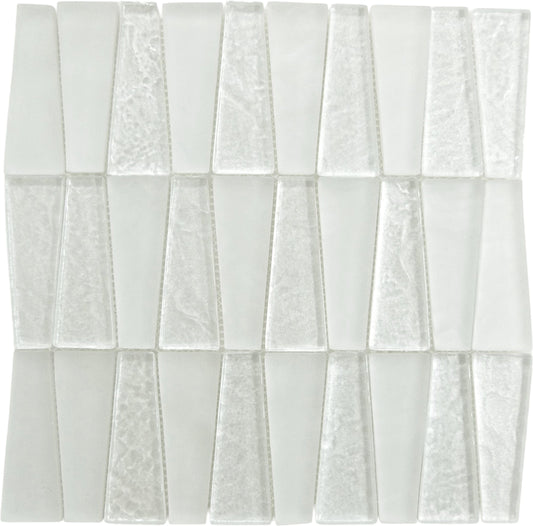 Alawai Shine Trapezoid White Glossy and Frosted Glass Tile Euro Glass