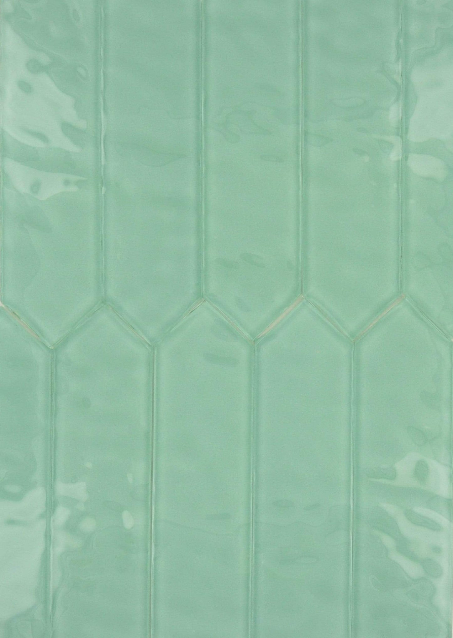 Upscale Aqua 3" x 10" Elongated Hexagon Rippled Glossy Glass Tile Euro Glass