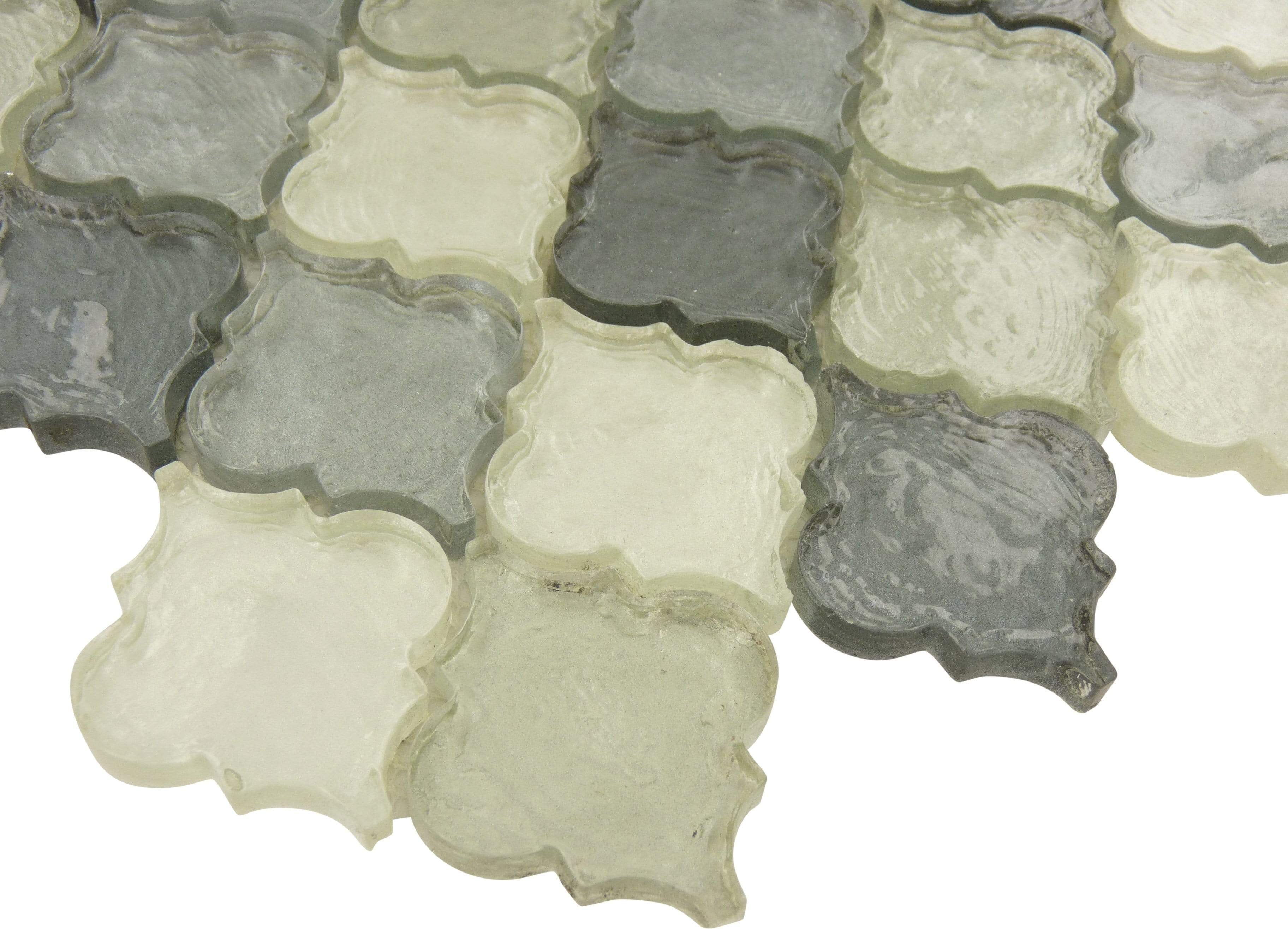 Waterfall Grey Arabesque Glossy Glass Tile Euro Glass