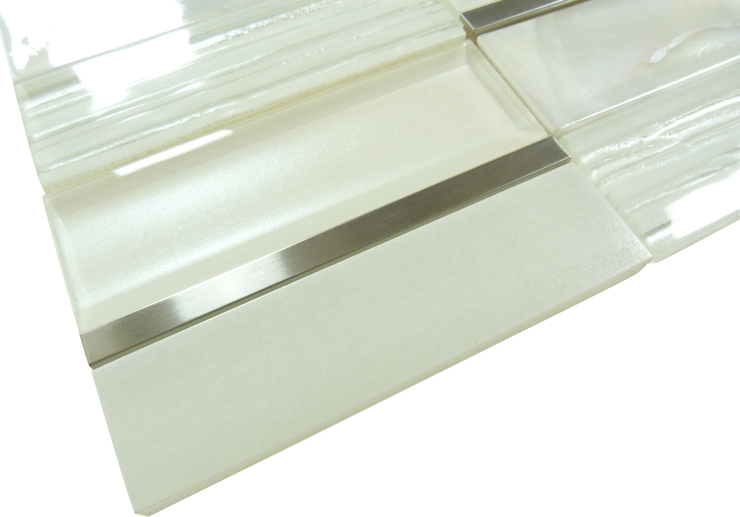 Art Studio Kelley Aura White Glass and Metal Tile Euro Glass