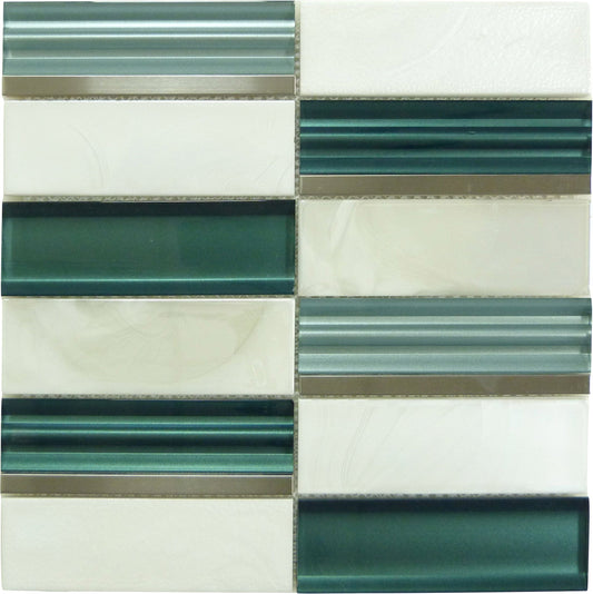 Art Studio Kruger Lake Green Glass and Metal Tile Euro Glass