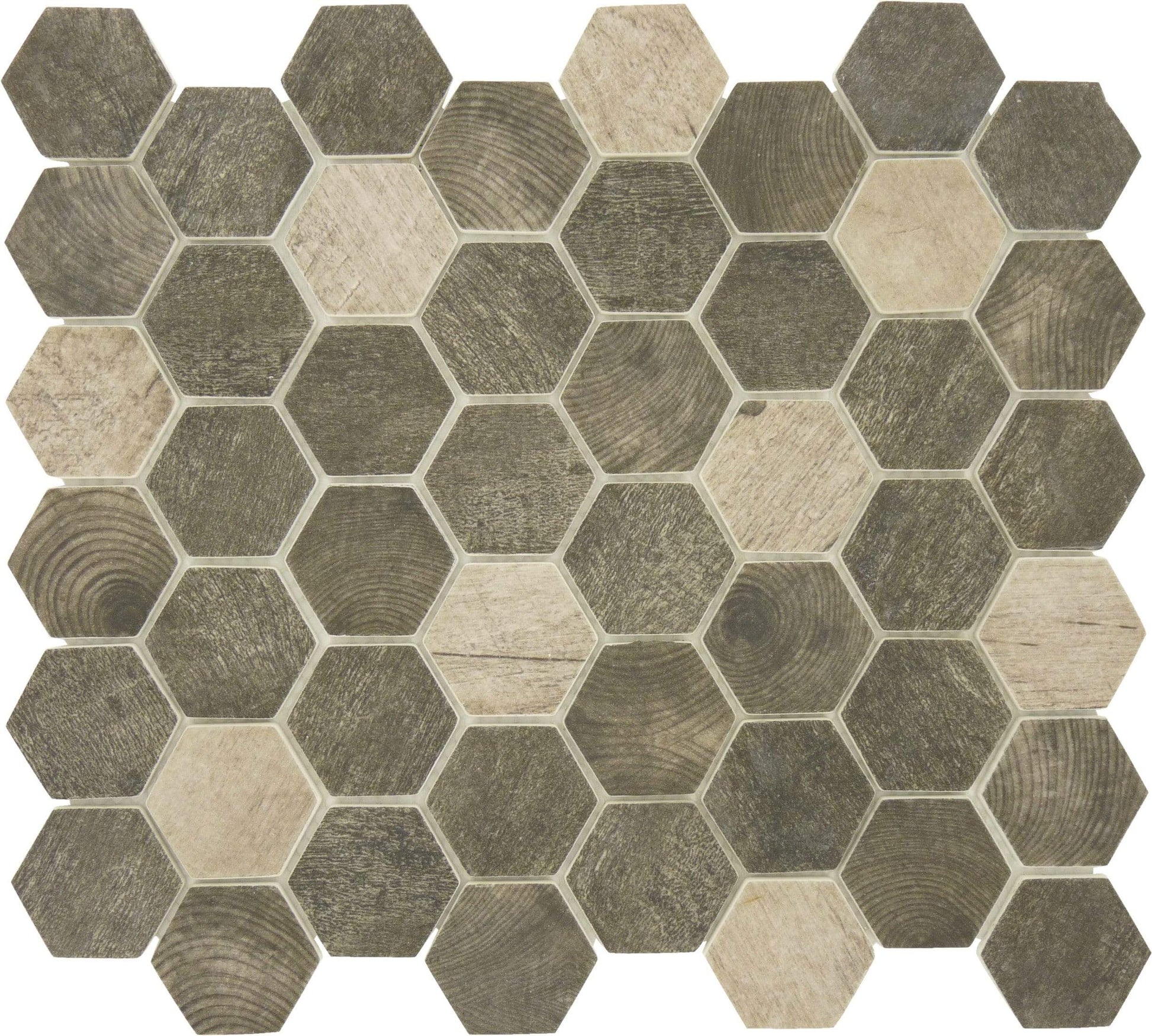 Asbury Heath Grey Hexagon Recycled Matte Glass Tile Euro Glass