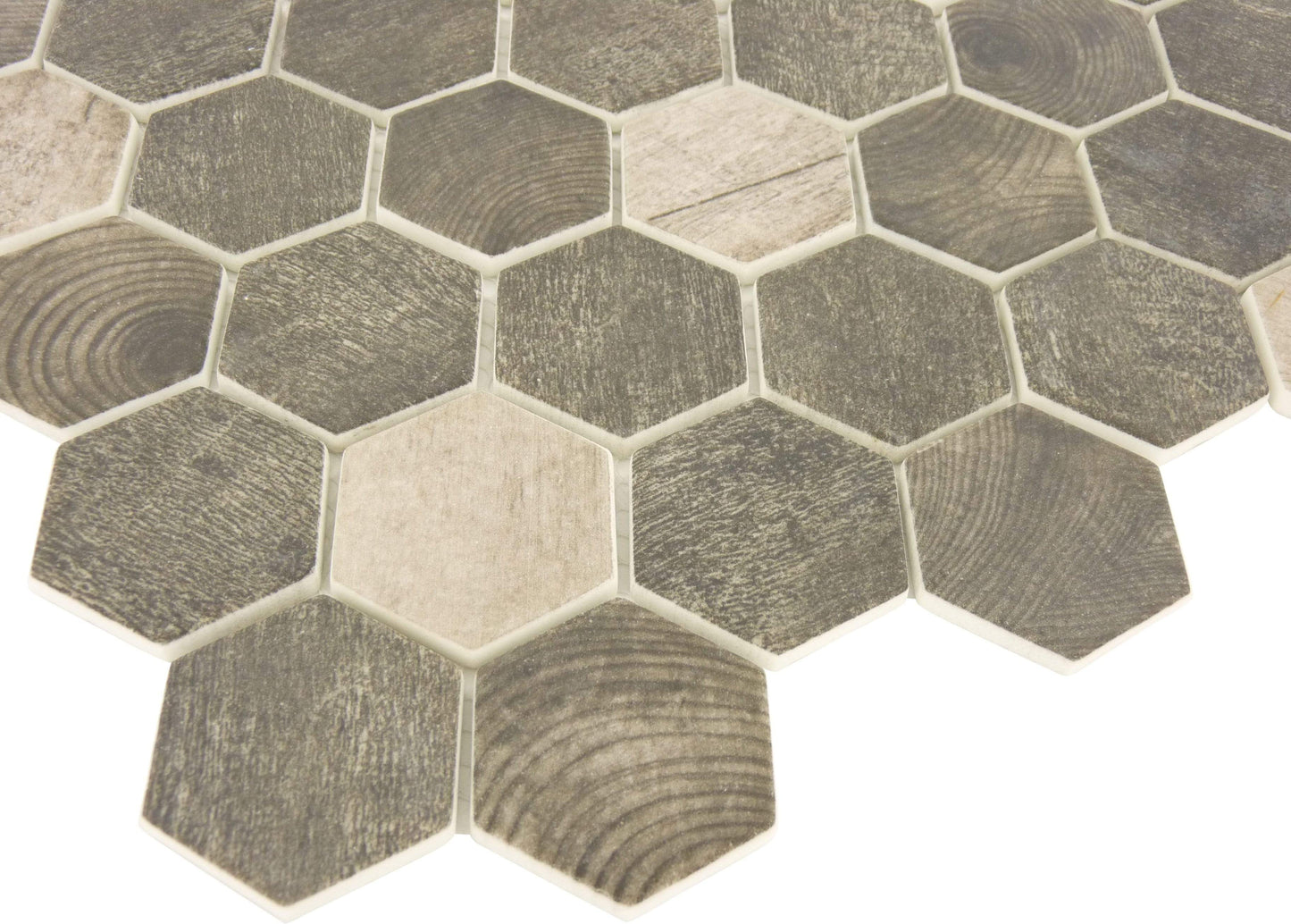 Asbury Heath Grey Hexagon Recycled Matte Glass Tile Euro Glass