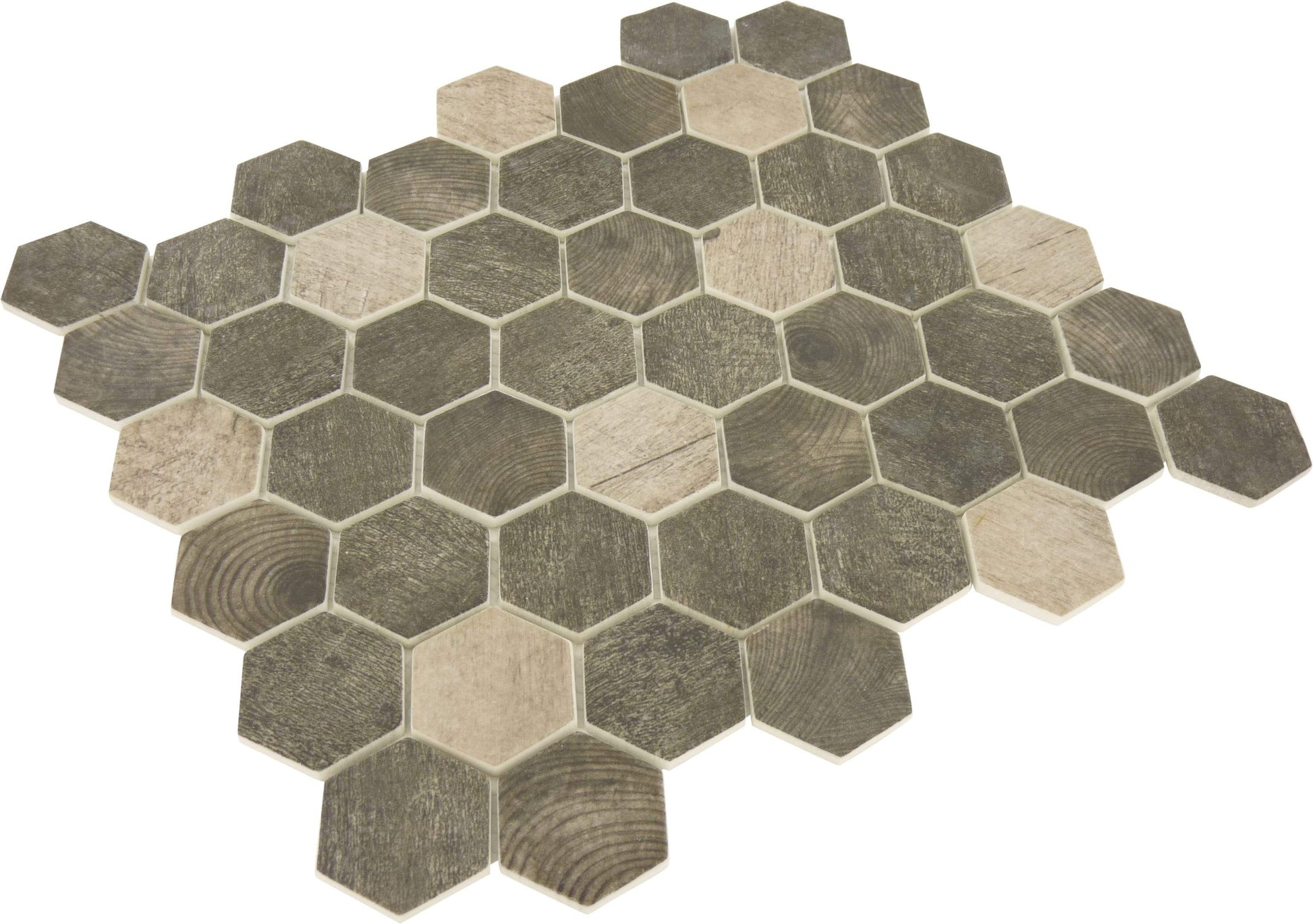 Asbury Heath Grey Hexagon Recycled Matte Glass Tile Euro Glass