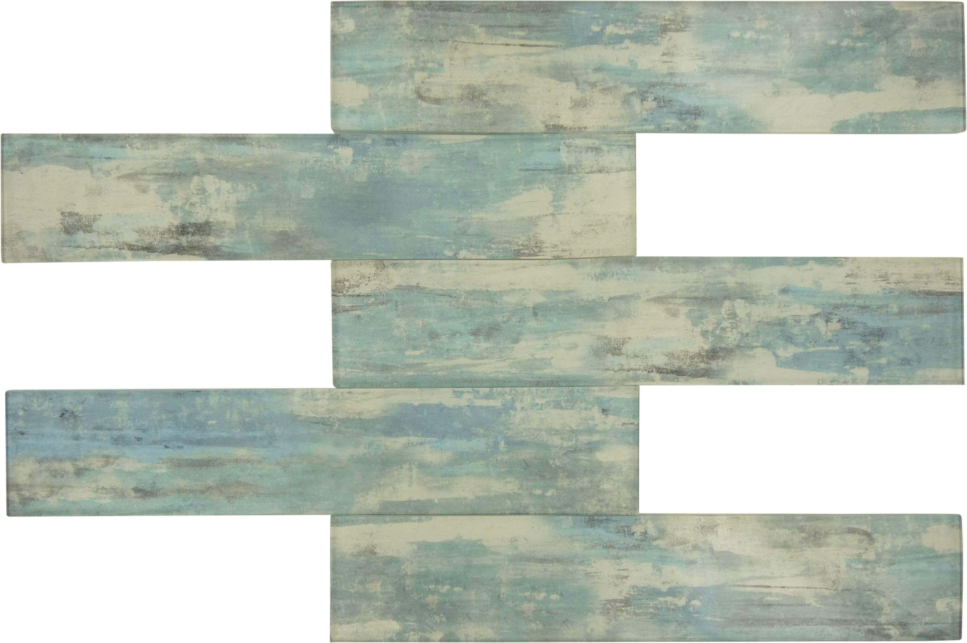 Bay Drift Blue 3" x 14" Glossy Glass Subway Tile Euro Glass