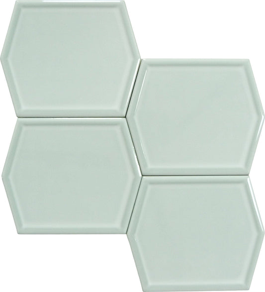 Beryl Window Grey 5x6 Hexagon Glossy Ceramic Tile Euro Glass