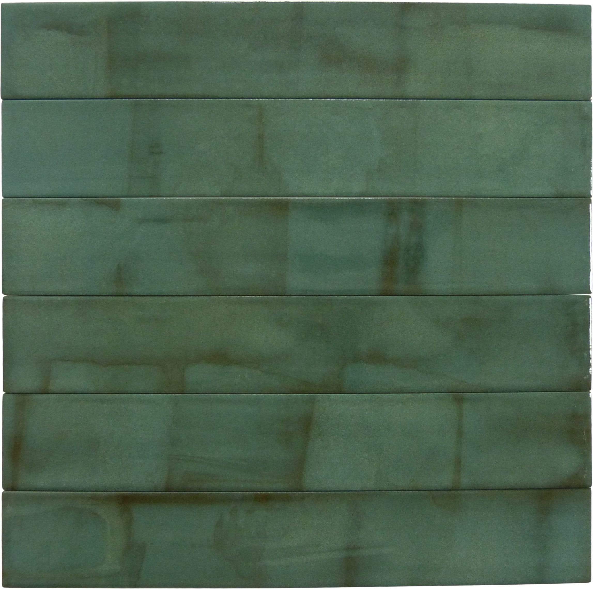 Bistro Kelly Green 2" x 14" Glossy Porcelain Subway Tile Euro Glass
