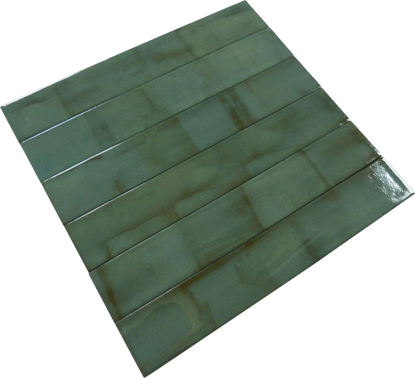 Bistro Kelly Green 2" x 14" Glossy Porcelain Subway Tile Euro Glass