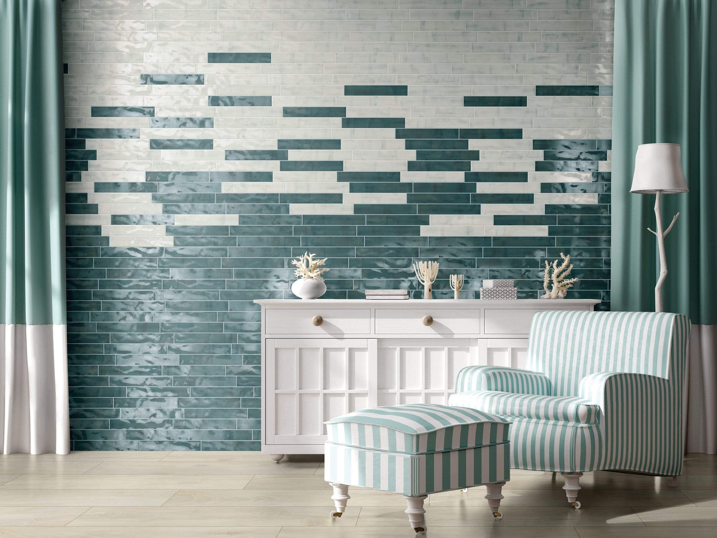 Bistro Kelly Green 2" x 14" Glossy Porcelain Subway Tile Euro Glass