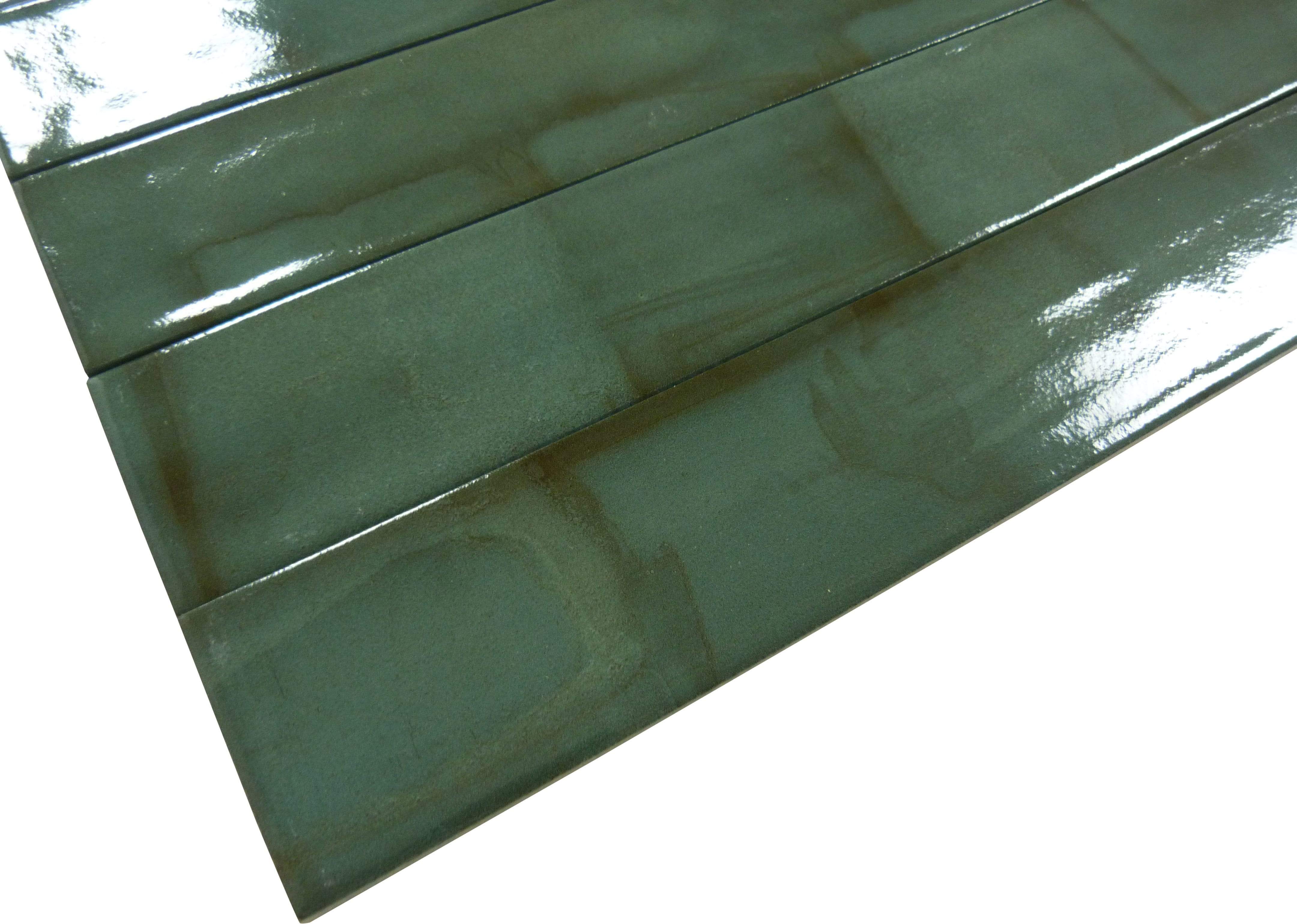 Bistro Kelly Green 2" x 14" Glossy Porcelain Subway Tile Euro Glass