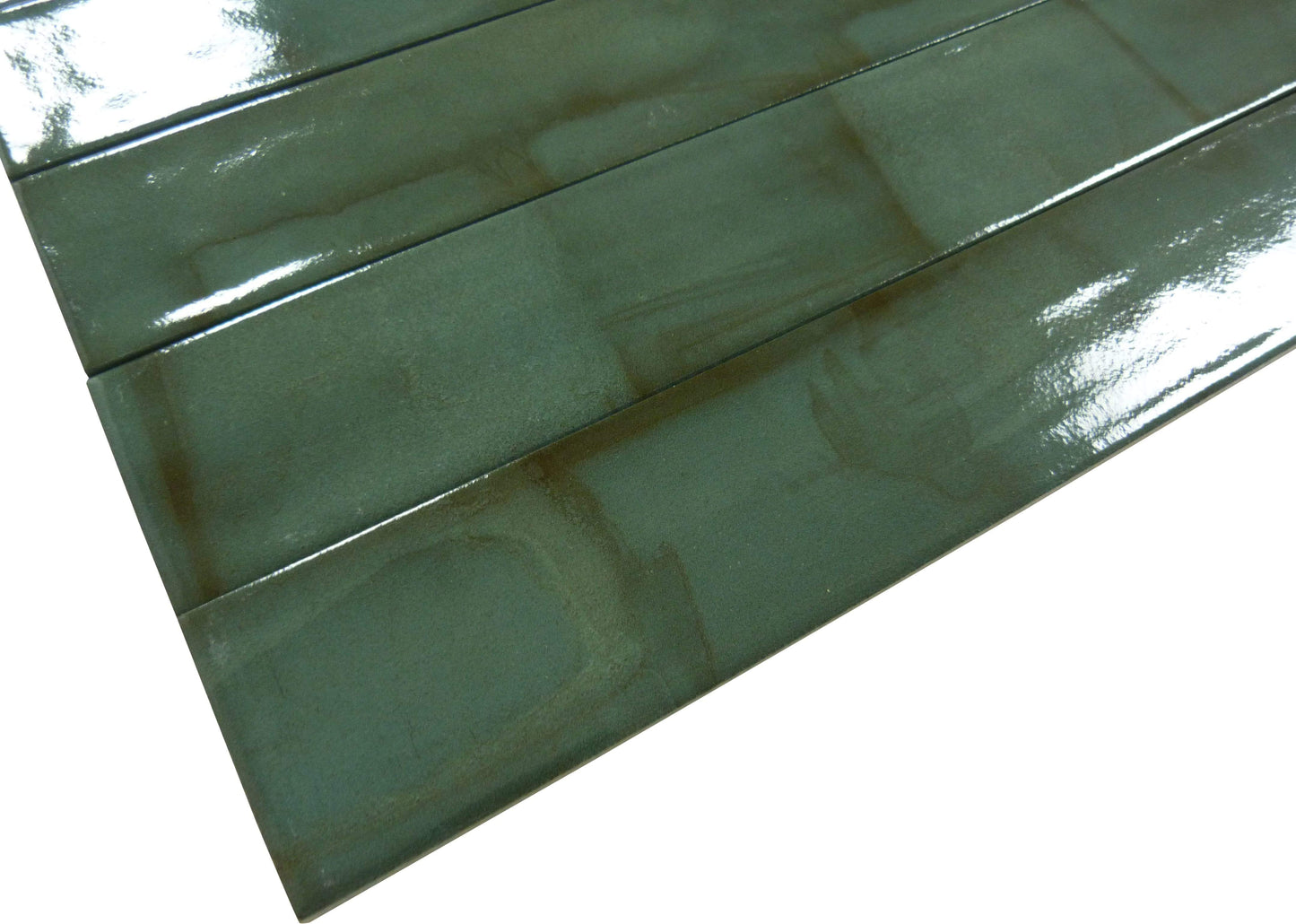 Bistro Kelly Green 2" x 14" Glossy Porcelain Subway Tile Euro Glass