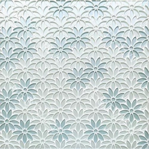 Blue Pearl Flower Glass Tile Euro Glass