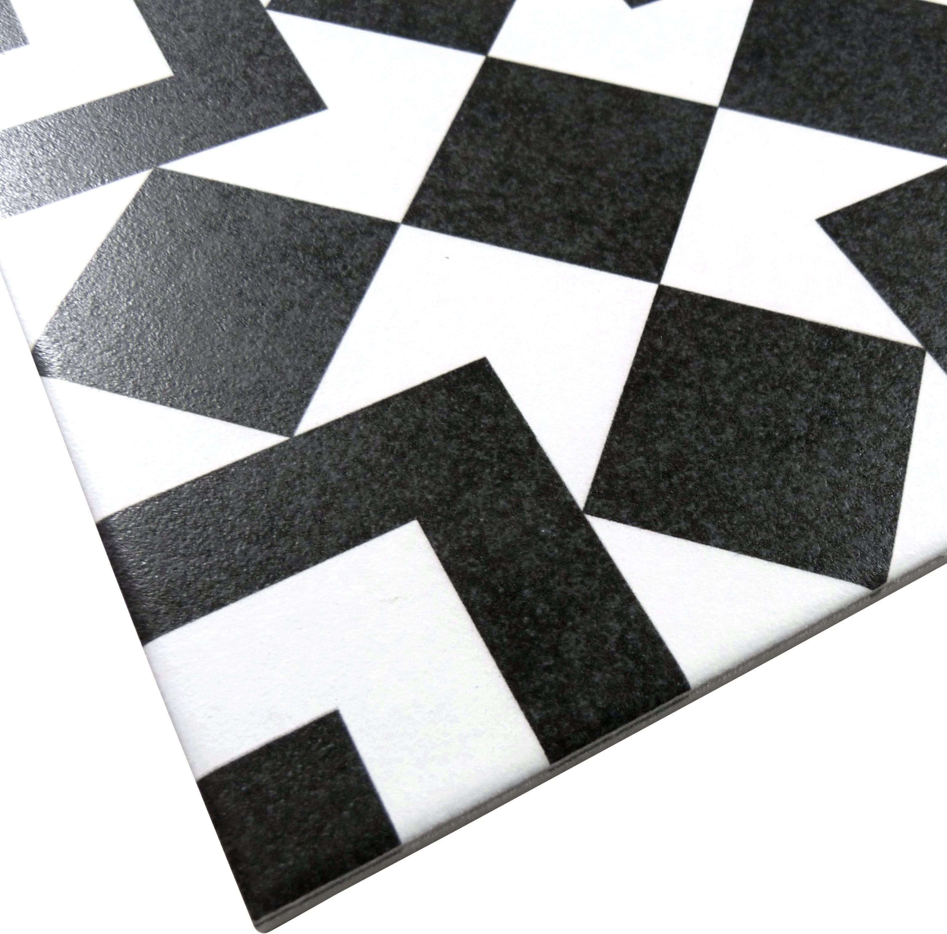 Retro Neuve Checkers Blocks 8" x 8" Matte Porcelain Tile Euro Glass