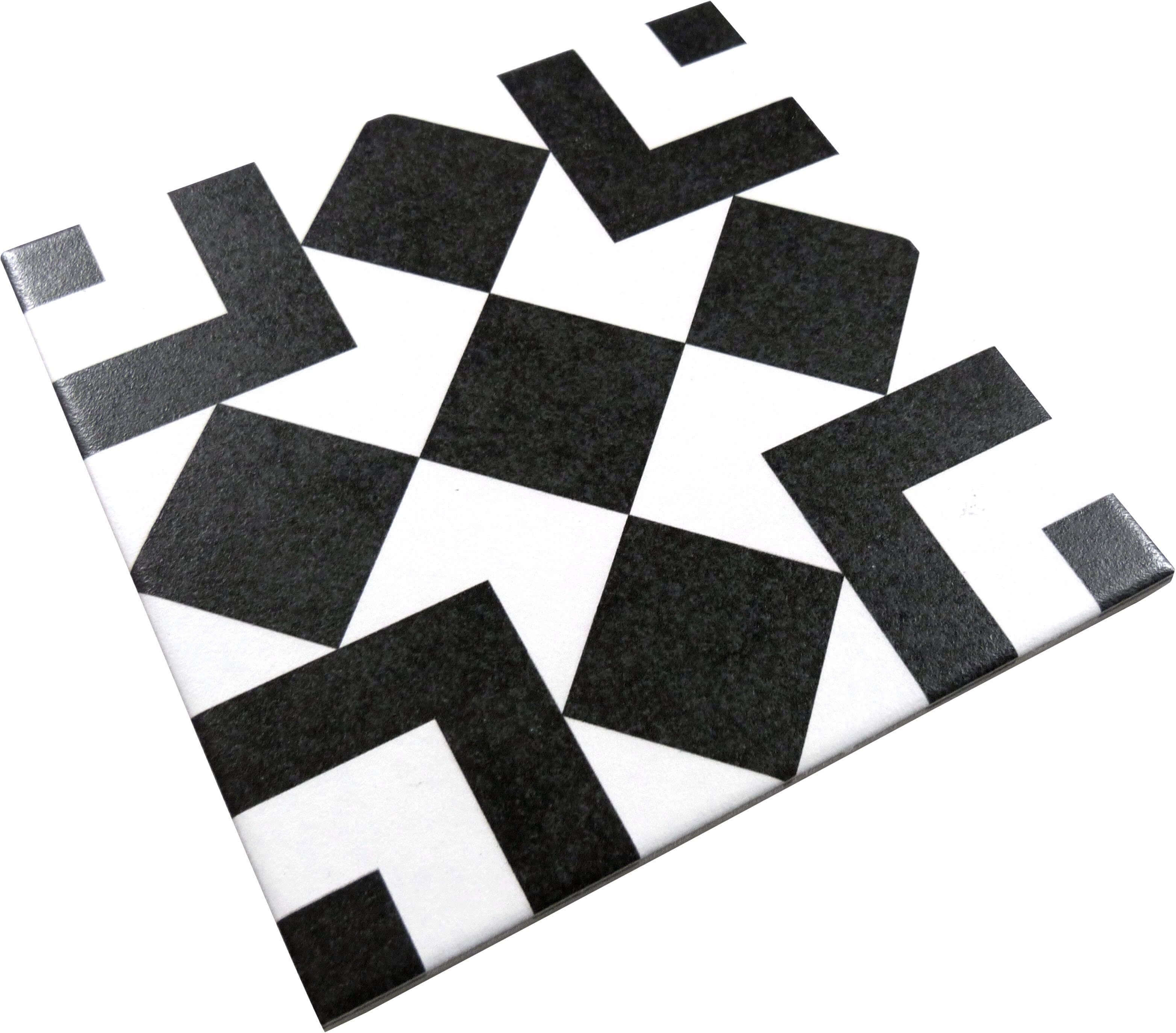 Retro Neuve Checkers Blocks 8" x 8" Matte Porcelain Tile Euro Glass