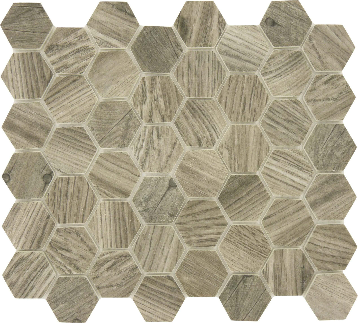 Russian Pine Grey Hexagon Recycled Matte Glass Tile Euro Glass