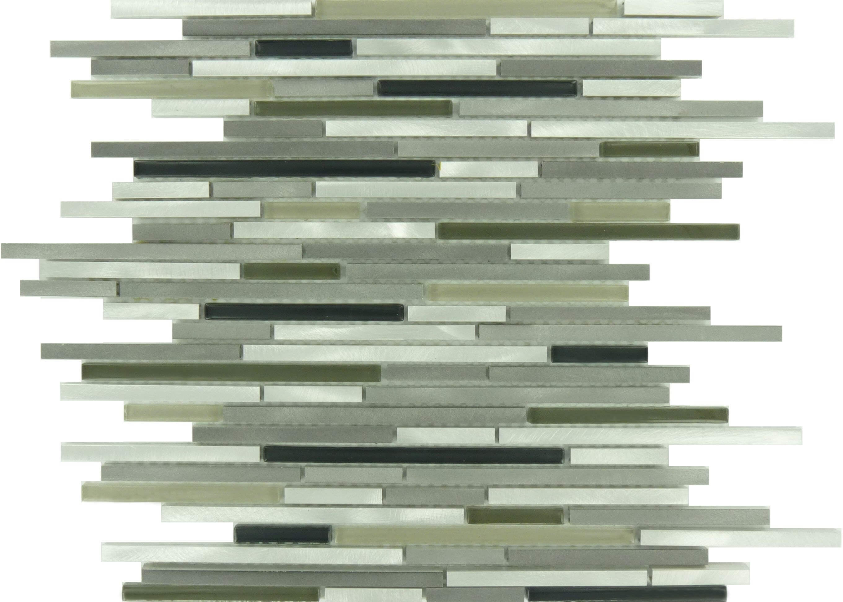 Metallic Weather Orbit OS-1007 Grey Random Bricks Glass and Metal Glossy & Brushed Tile Euro Glass