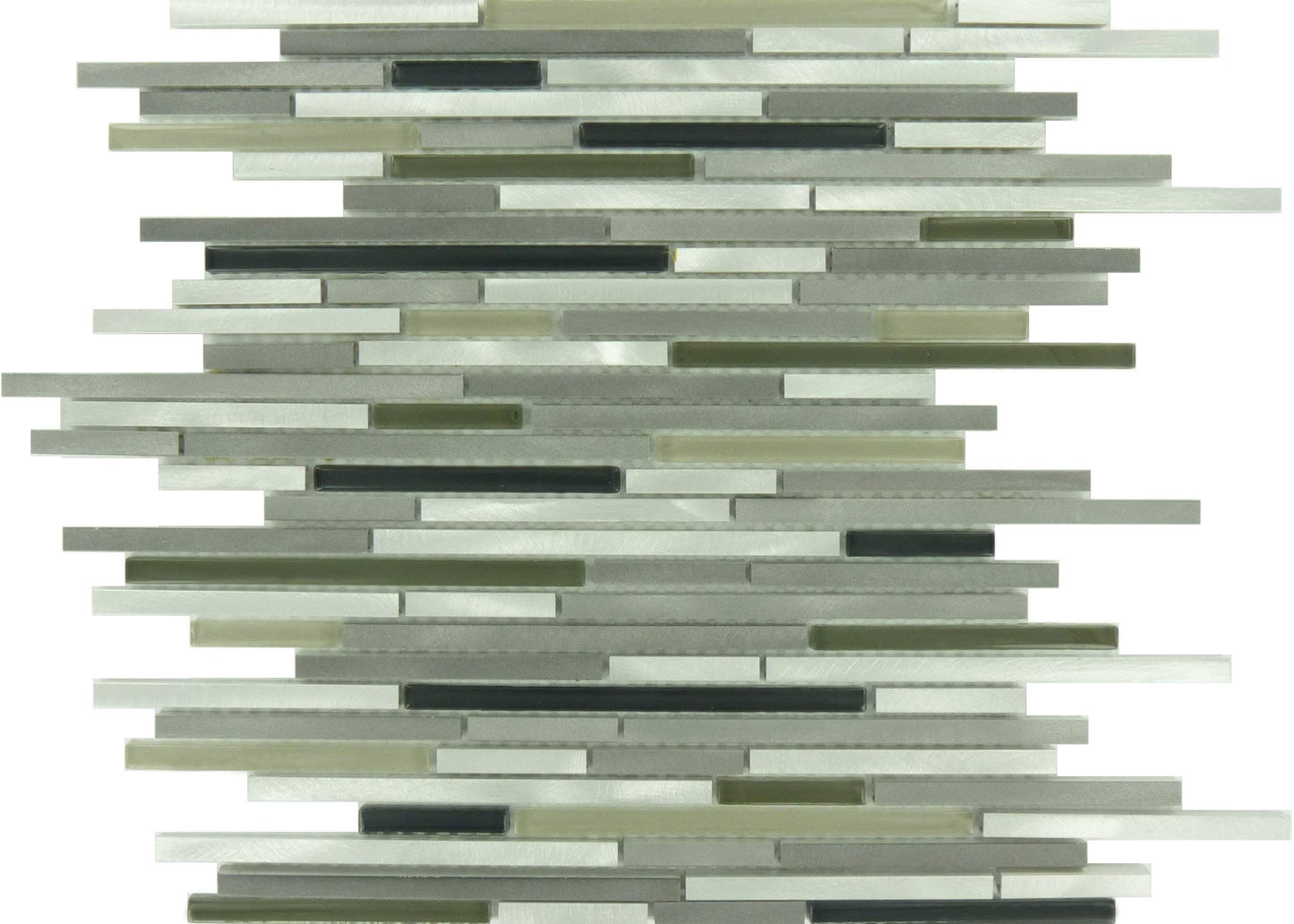 Metallic Weather Orbit OS-1007 Grey Random Bricks Glass and Metal Glossy & Brushed Tile Euro Glass