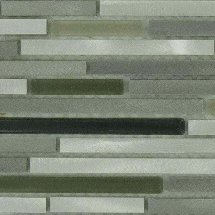 Metallic Weather Orbit OS-1007 Grey Random Bricks Glass and Metal Glossy & Brushed Tile Euro Glass