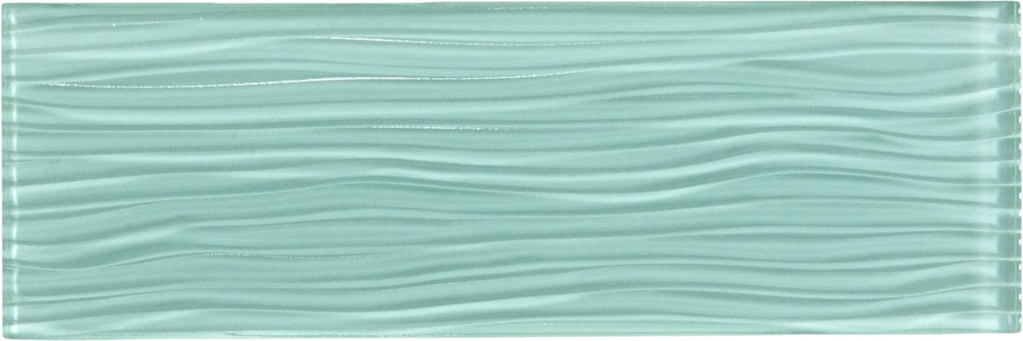Soft Mint Green Wave 4'' x 12'' Glossy Glass Subway Tile Euro Glass