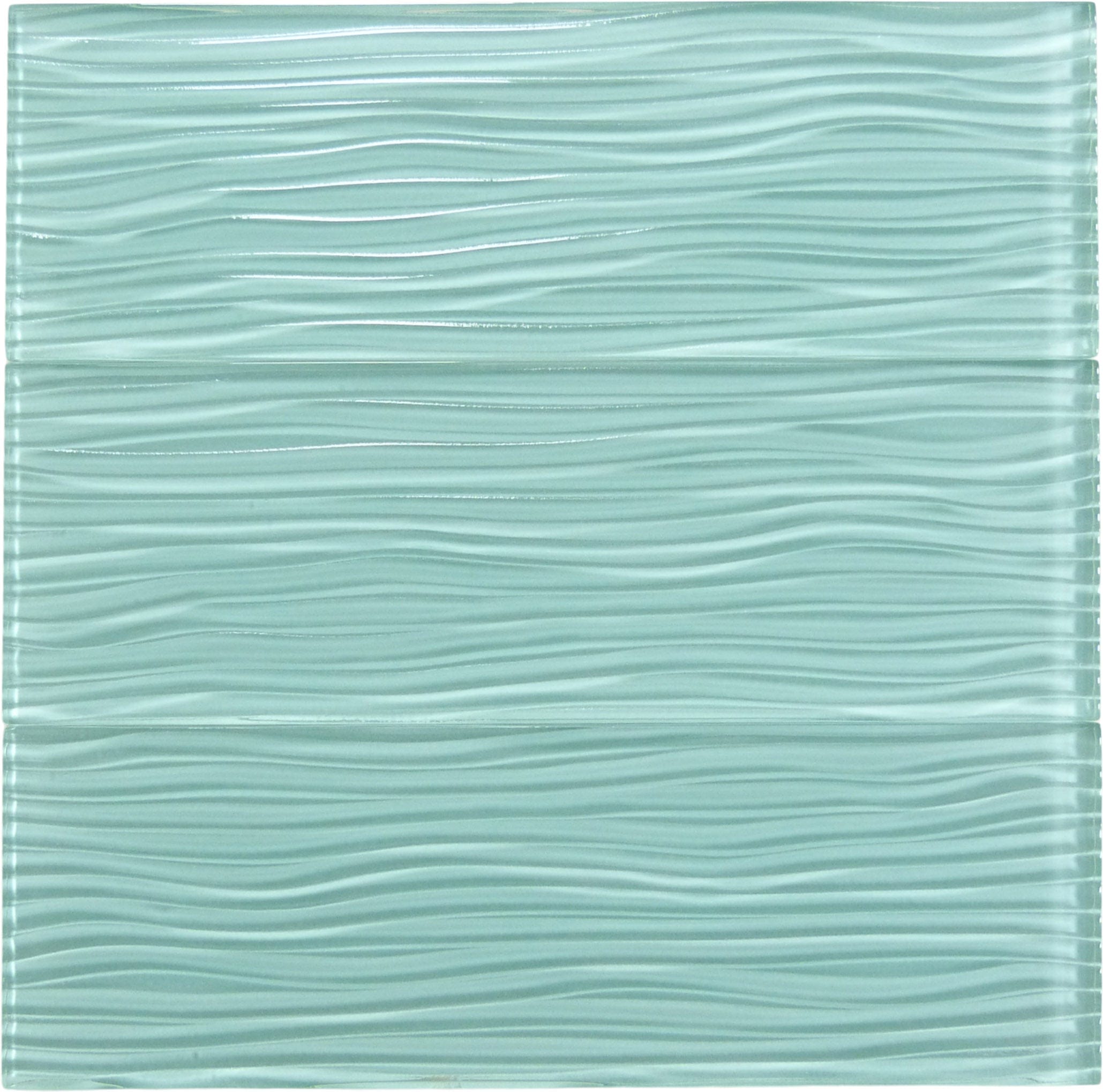 Soft Mint Green Wave 4'' x 12'' Glossy Glass Subway Tile Euro Glass