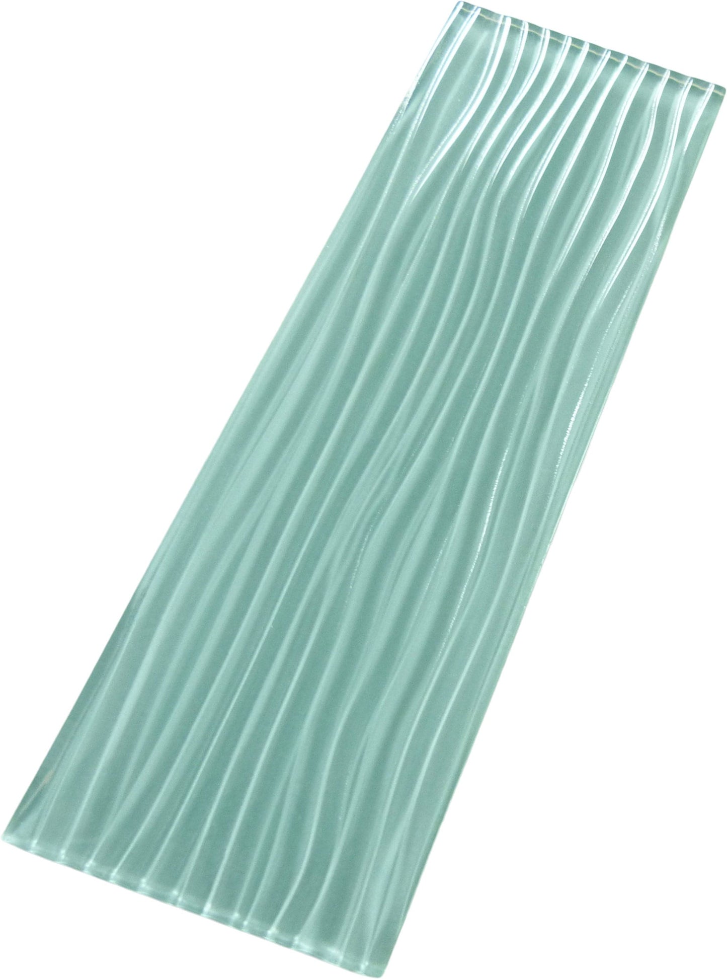 Soft Mint Green Wave 4'' x 12'' Glossy Glass Subway Tile Euro Glass