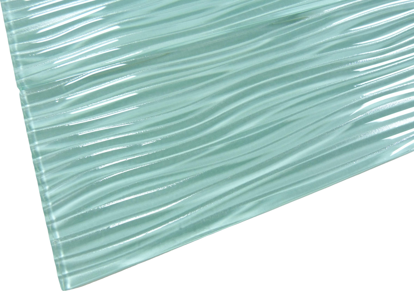 Soft Mint Green Wave 4'' x 12'' Glossy Glass Subway Tile Euro Glass