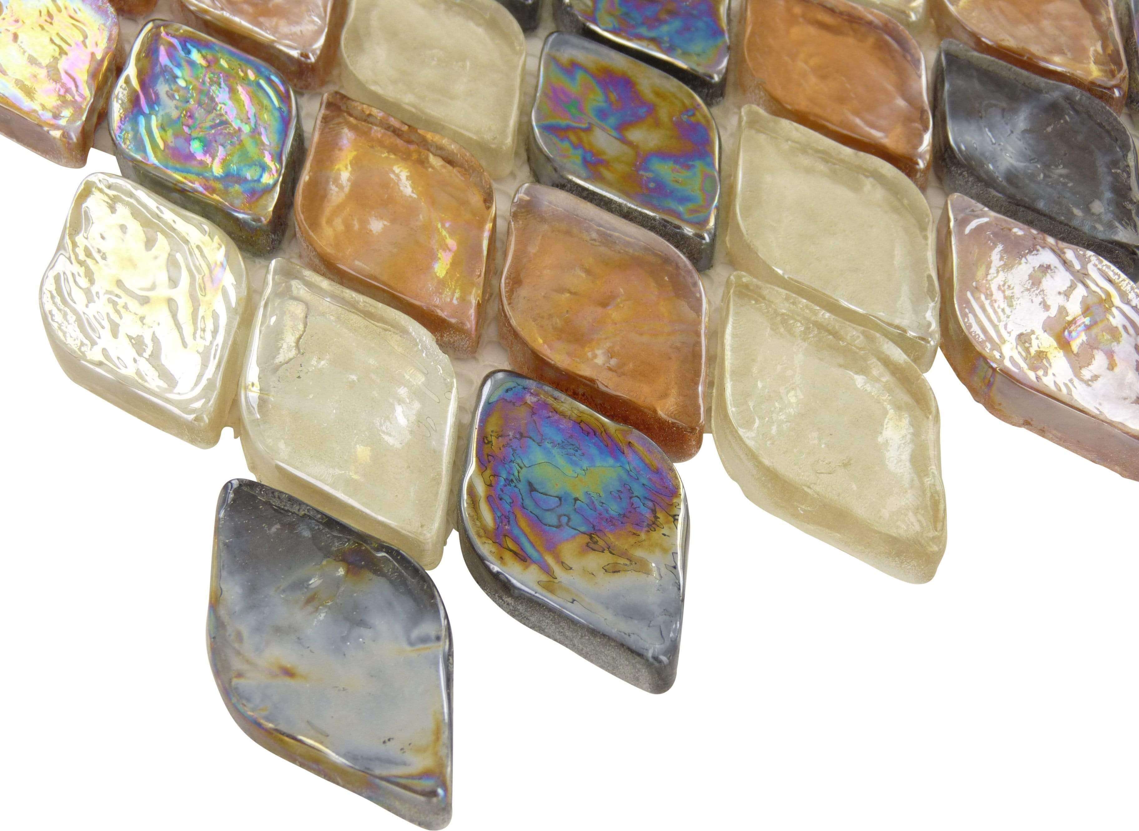 Spectrum Leaf Bronze Glossy and Iridescent Glass Tile Euro Glass