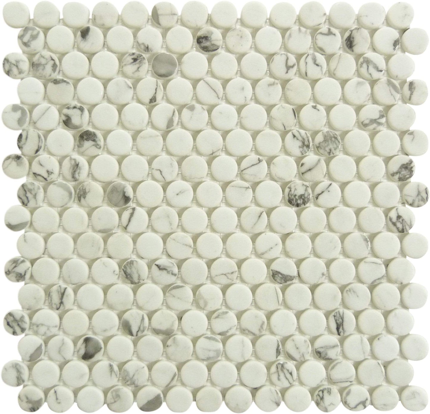 Carolina Dots Fashion Spec Grey Penny Round Recycled Matte Glass Tile Euro Glass