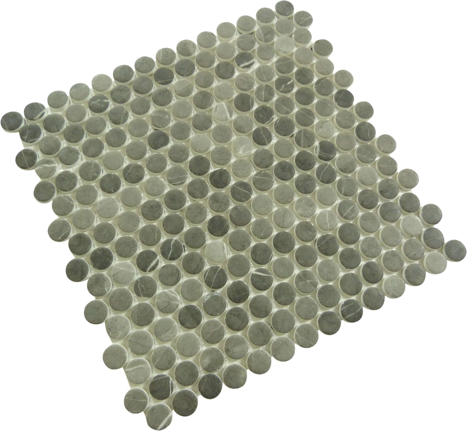 Carolina Dots Herrera Grafite Grey Penny Round Recycled Matte Glass Tile Euro Glass