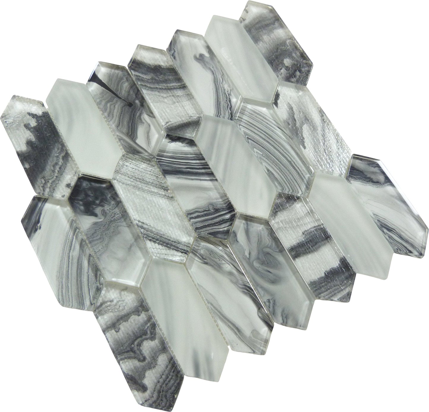 Circa Parthenon Norte Wing Black Hexagon Picket Glass Tile Euro Glass