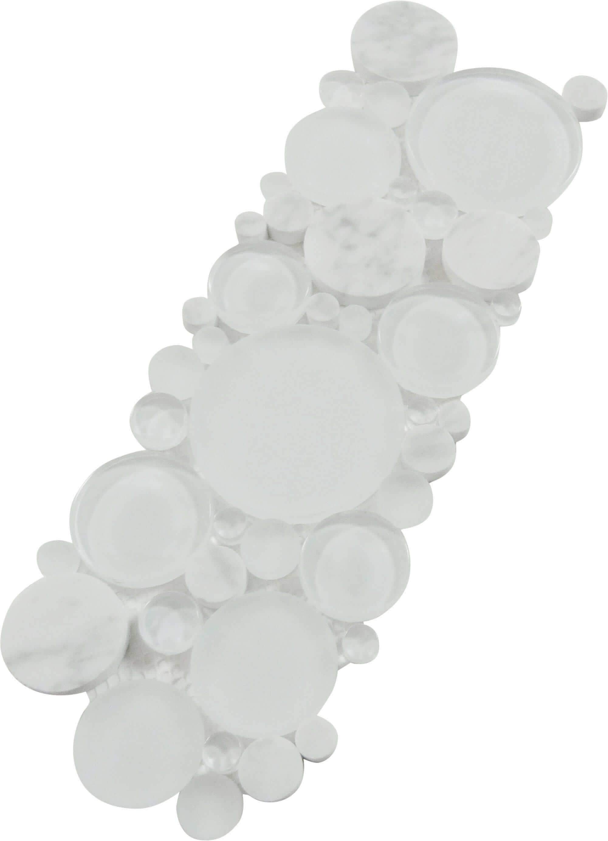 Bubble Dove 4" x 12" Border White Circles Glass and Stone Tile Euro Glass