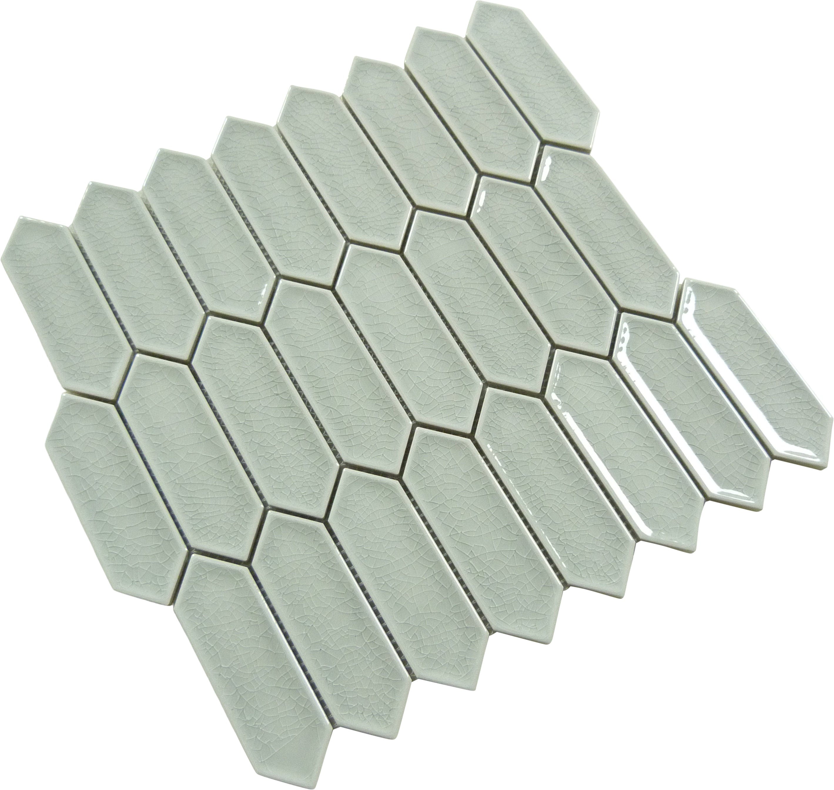 Decko Fresh Haus Grey Elongated Hexagon Tile Euro Glass