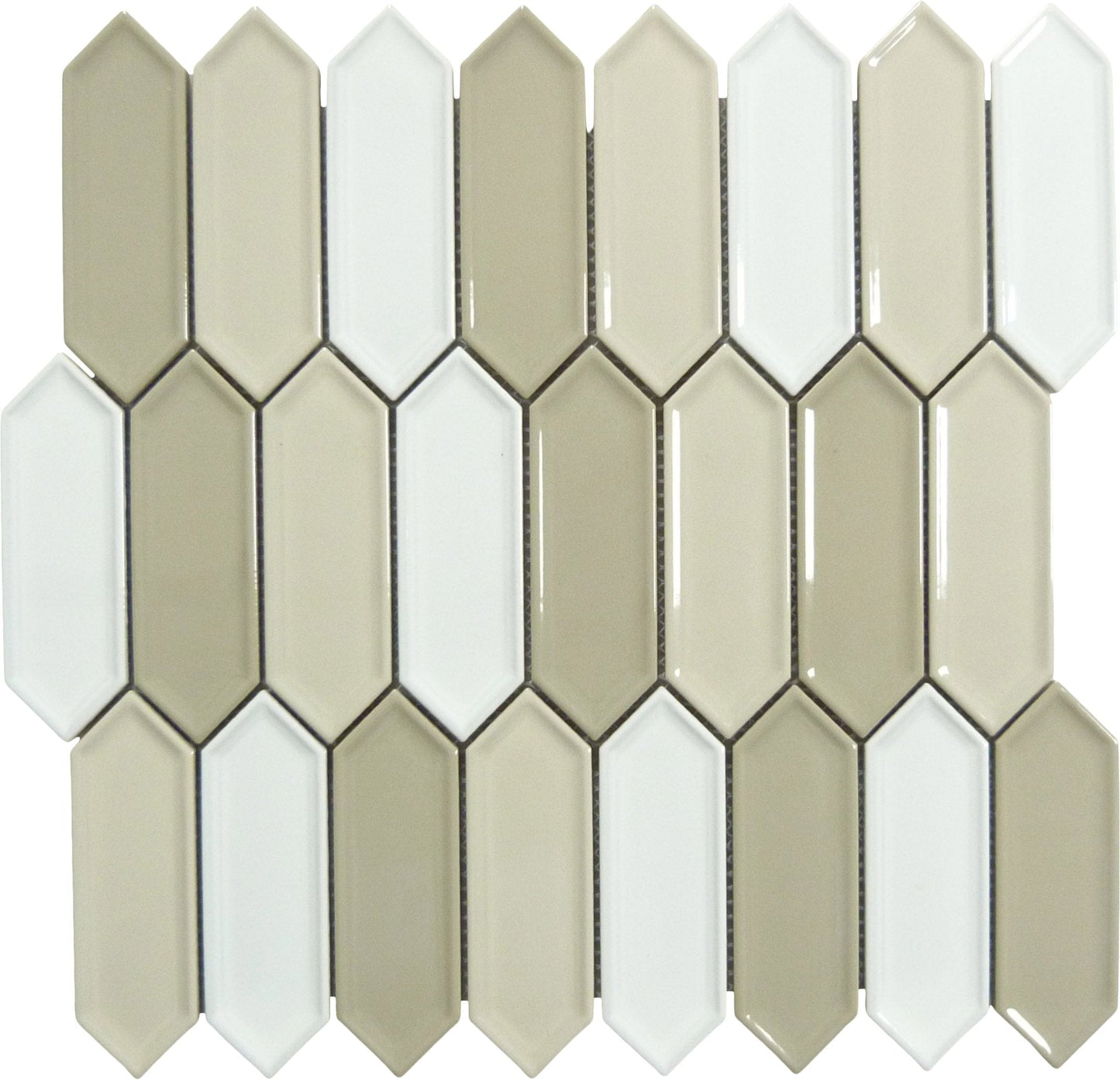 Decko Mid Century Beige Elongated Hexagon Tile Euro Glass