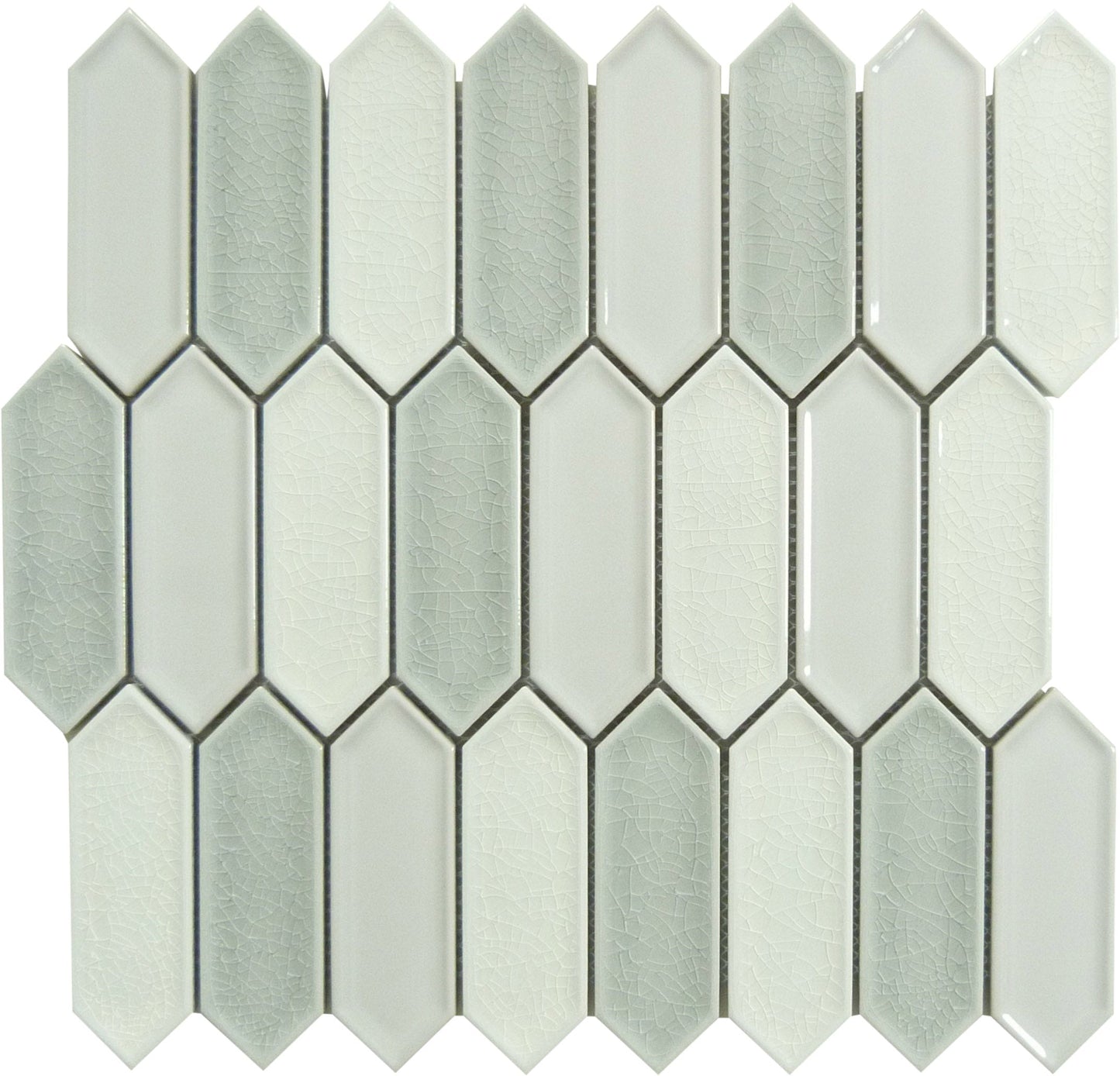 Decko Modern Paquin Grey Elongated Hexagon Tile Euro Glass