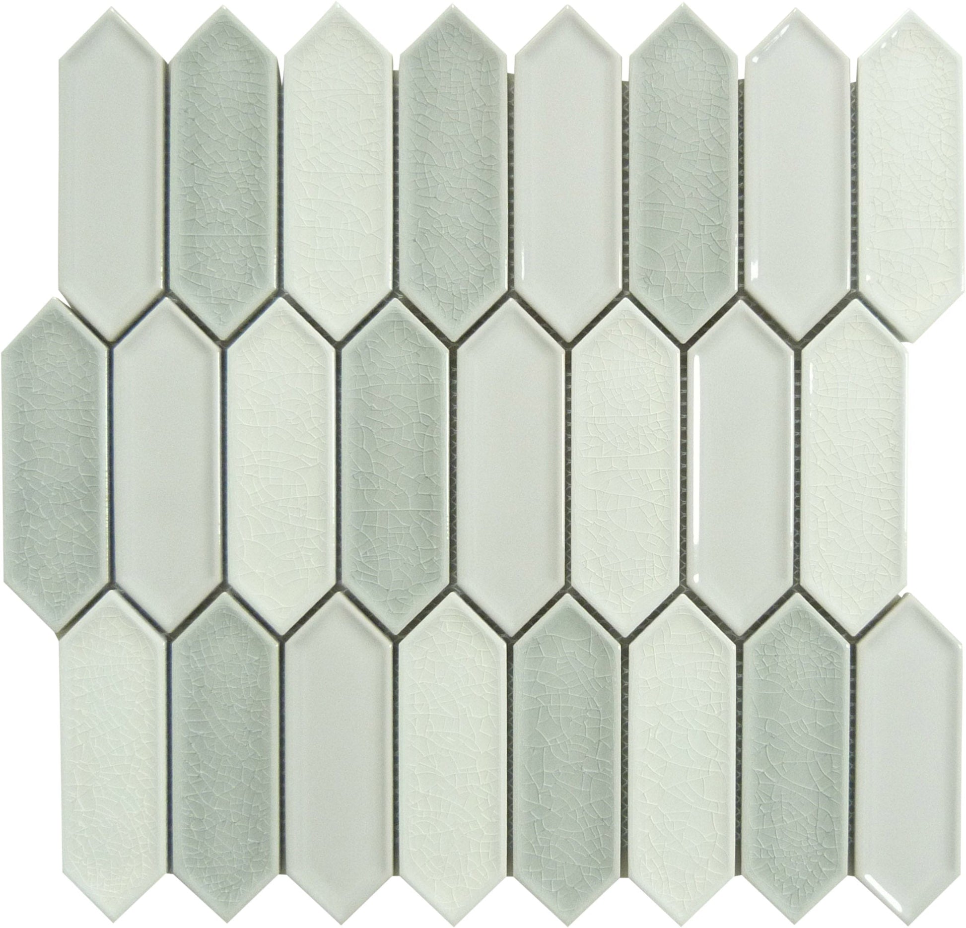 Decko Modern Paquin Grey Elongated Hexagon Tile Euro Glass