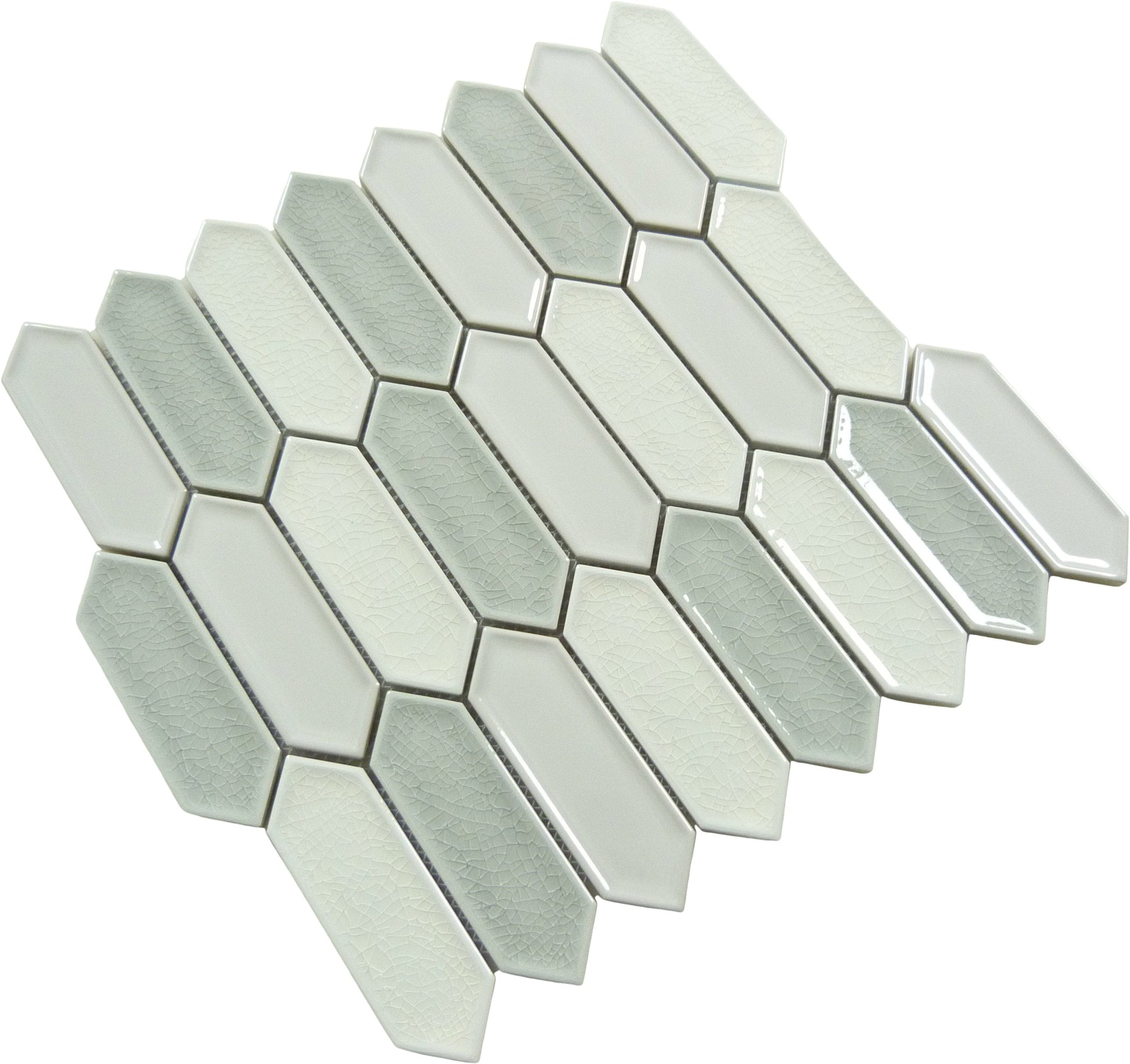 Decko Modern Paquin Grey Elongated Hexagon Tile Euro Glass