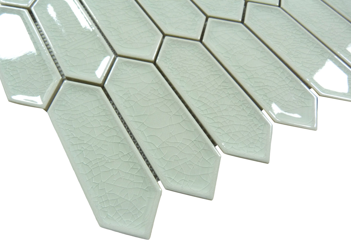 Decko Sweet Erte Green Elongated Hexagon Tile Euro Glass