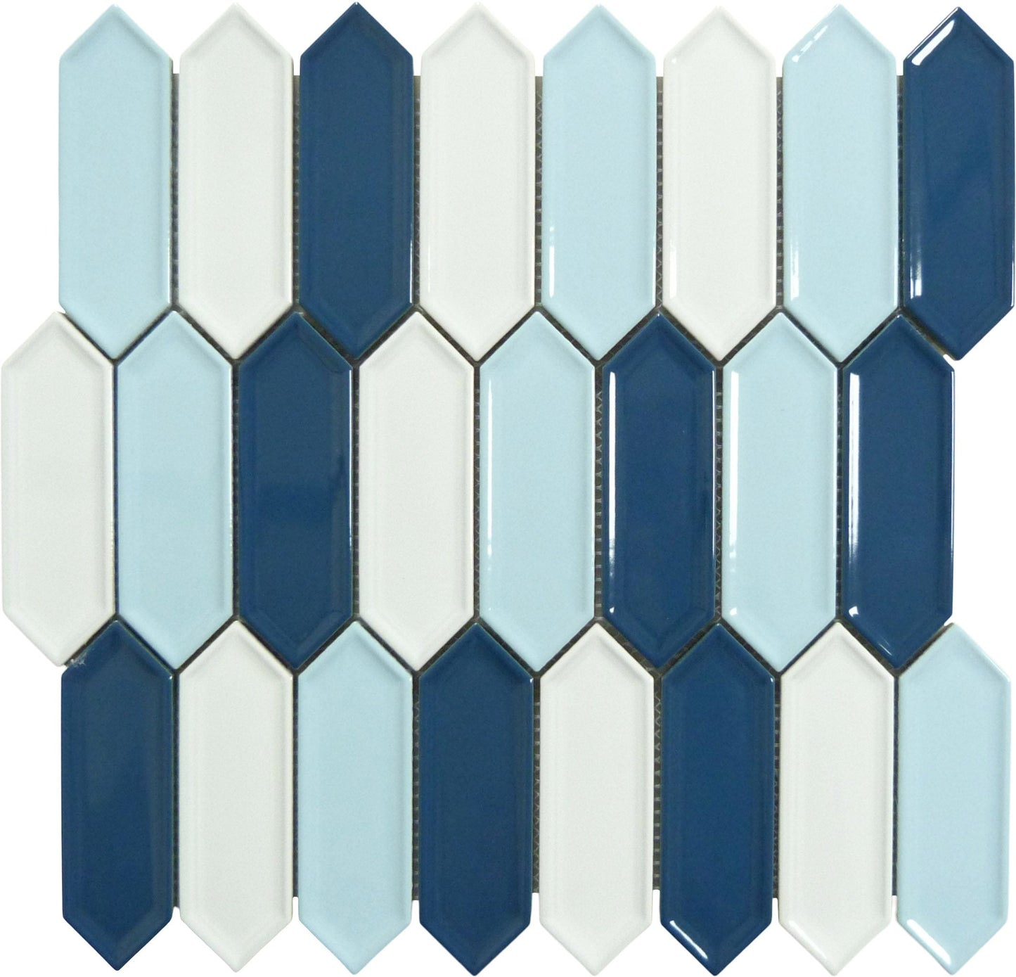 Decko Vivid Sky Blue Elongated Hexagon Tile Euro Glass