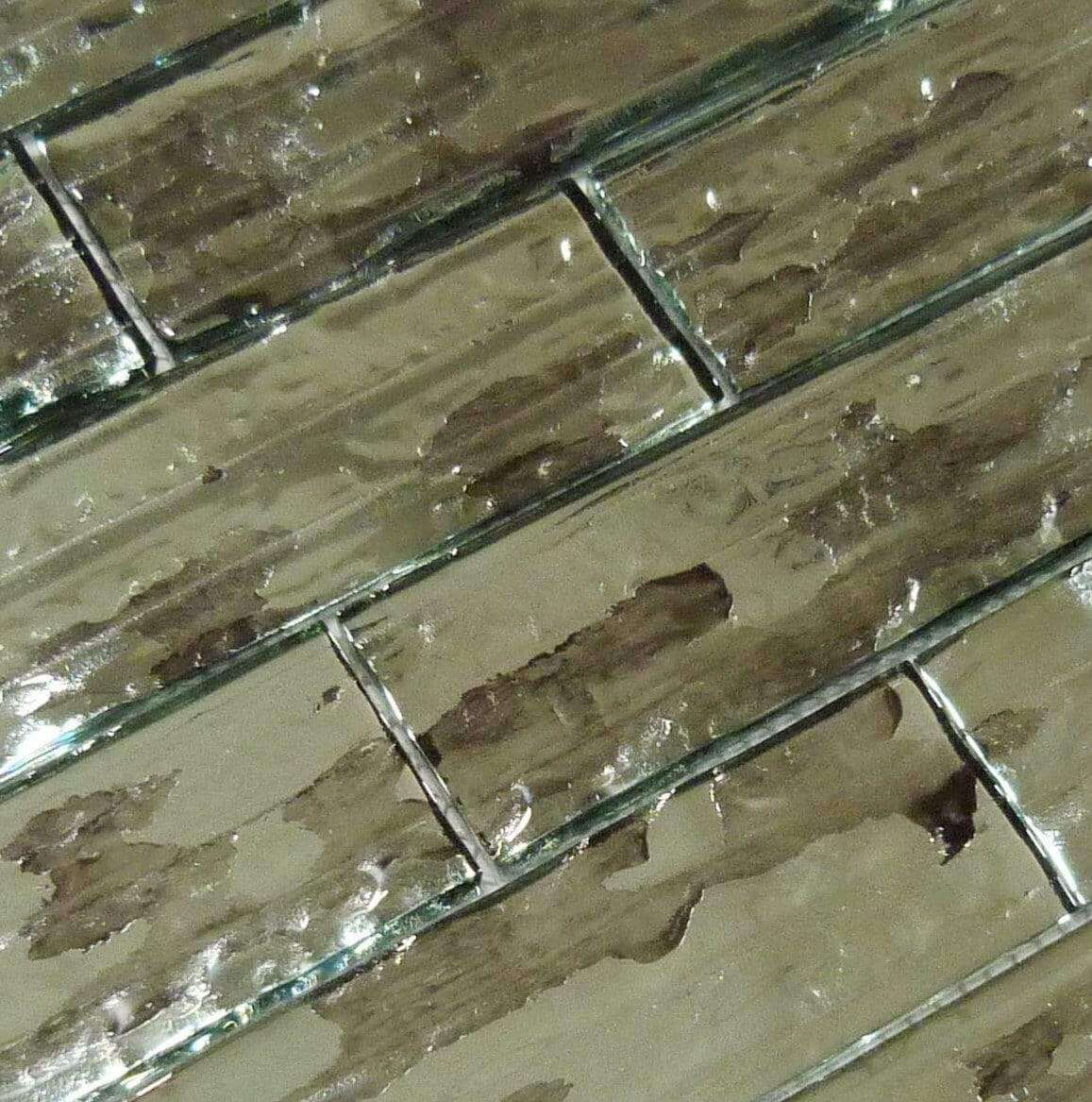 Droplettes Dazzling Silver 2" x 6" Rippled Glossy Glass Tile Euro Glass