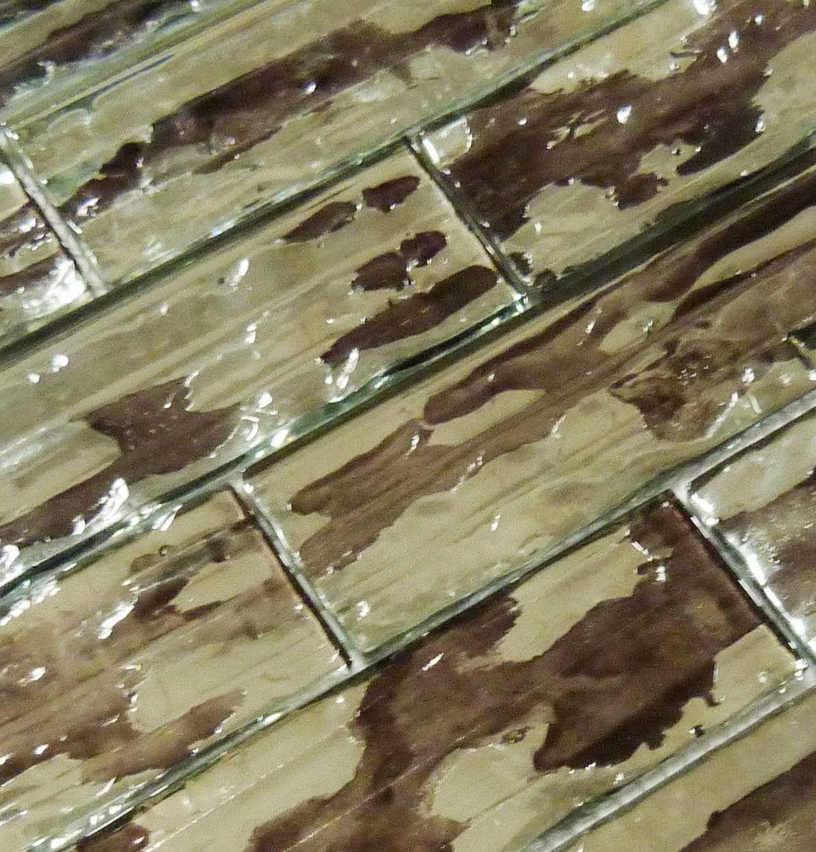 Droplettes Fog Shadow Brown 2" x 6" Rippled Glossy Glass Tile Euro Glass