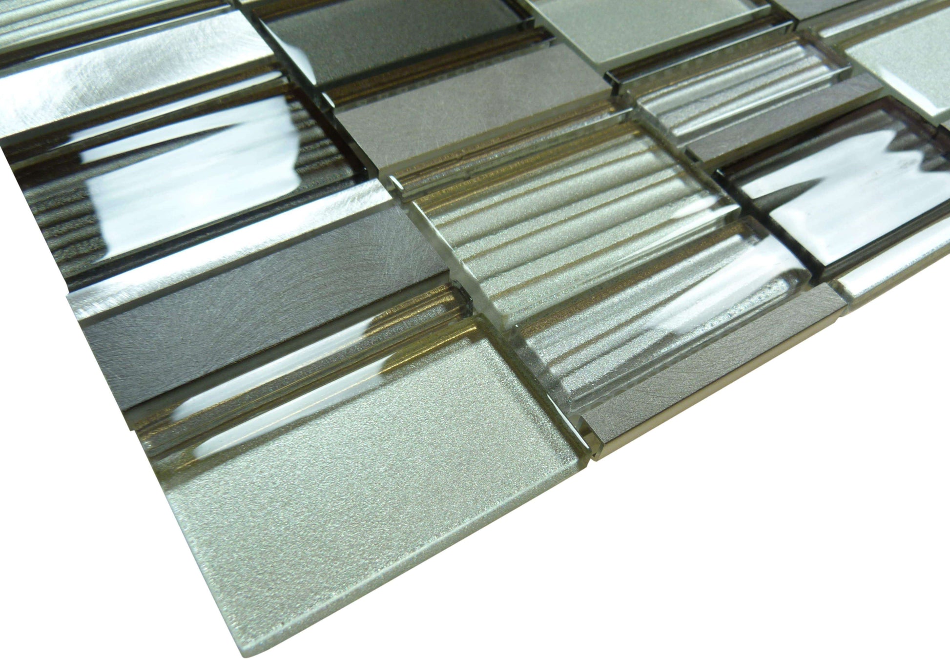 Dusky Scenery Grey Glass & Metal Tile Euro Glass