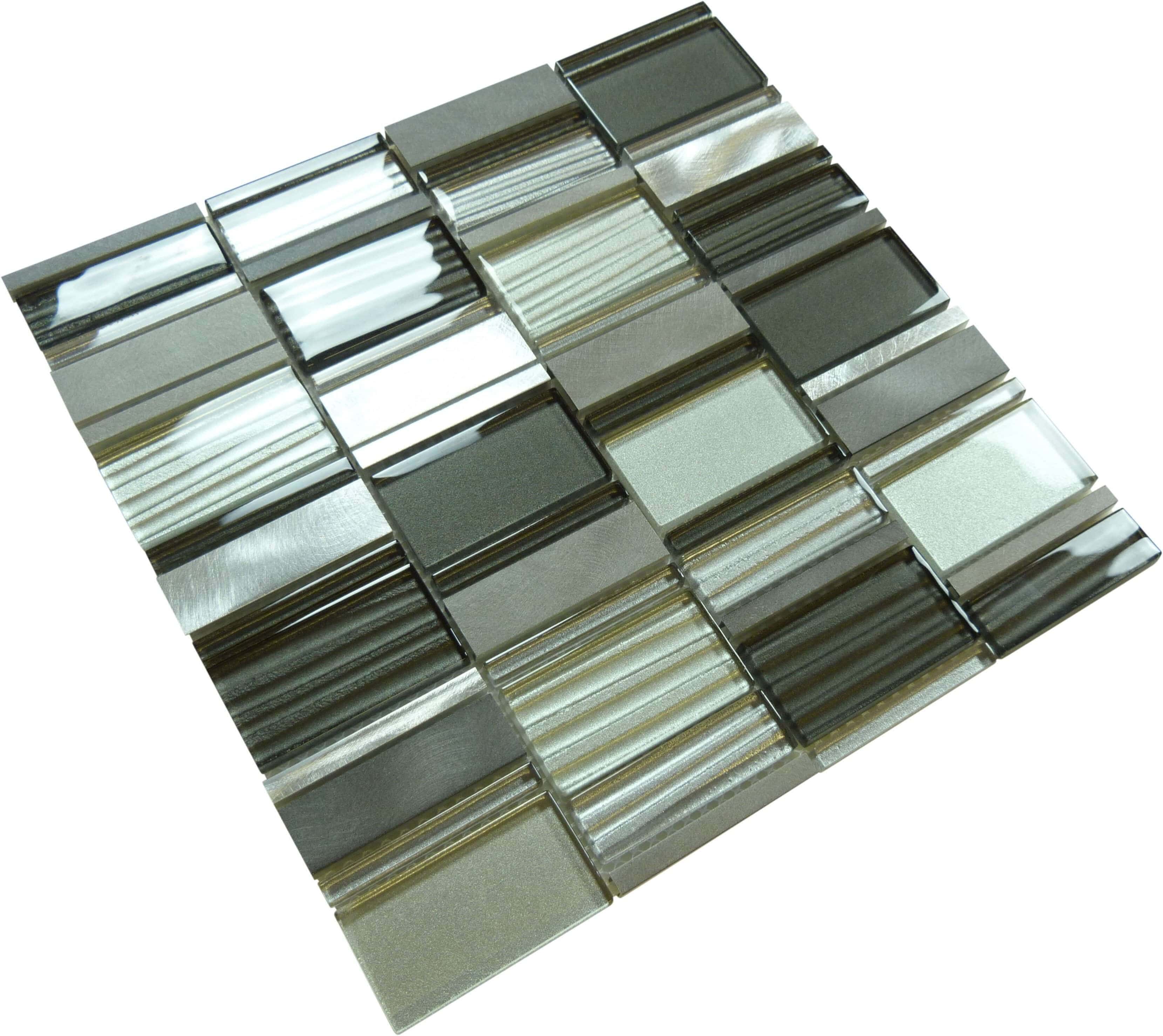 Dusky Scenery Grey Glass & Metal Tile Euro Glass